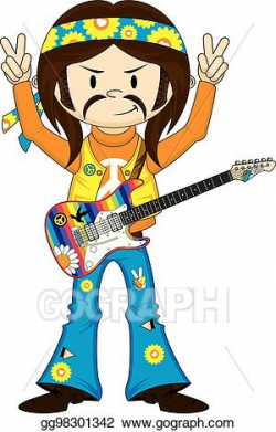 Vector Illustration - Hippie boy with guitar. Stock Clip Art ...