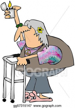 Drawing - Old hippy with a lighter. Clipart Drawing ...
