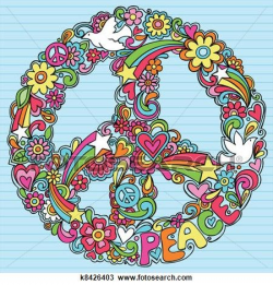 Peace Sign Dove Psychedelic Doodles Clipart | doodle style ...