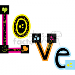 LOVE Hippie Word clipart. Royalty-free clipart # 388561