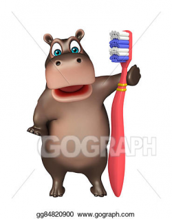 Stock Illustration - Fun hippo cartoon character with tooth ...