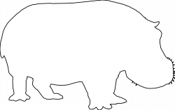 clipartist.net » Clip Art » hippo silhouette black white line art SVG