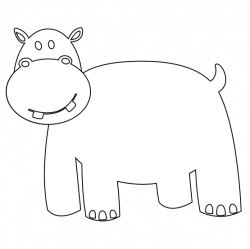 clipartist.net » Clip Art » colorful animal hippo black white ...