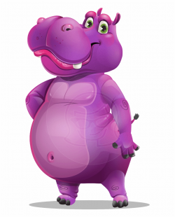 Purple Hippo Cartoon Character Free PNG Images & Clipart ...