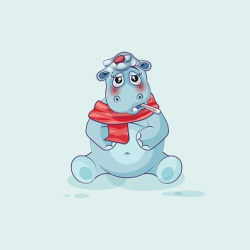 Emoji Character Cartoon Hippopotamus Sick premium clipart ...