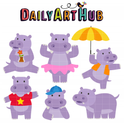 Happy Hippo Clip Art Set