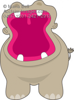 Hippopotamus with Big Mouth Bellowing   Clipart Image