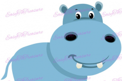 Digital Download Clipart – Hippo Jungle Animal JPEG and PNG files