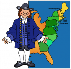 United States Clip Art by Phillip Martin, New England Colonist and Map