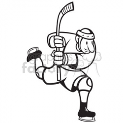 black and white hockey player running clipart. Royalty-free clipart # 387890