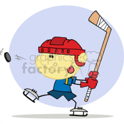 kid hockey player going for a slapshot clipart. Royalty-free clipart #  377209