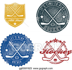 Vector Clipart - Vintage style hockey sport stamps. Vector ...
