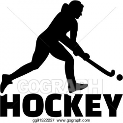 Vector Clipart - Female field hockey player with hockey word ...