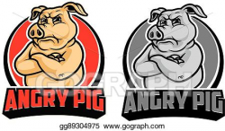 Vector Stock - Angry pig cartoon logo. Clipart Illustration ...