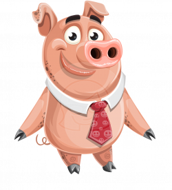A ready for use business puppet - a cartoon pig wearing a tie, all ...