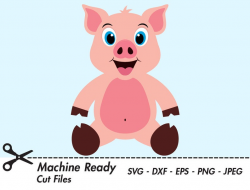 Cute Pig SVG Cut Files, pigs clipart, pig face clip art, country farm  animal vector, happy baby piglet head, farmhouse pig, little piggy PNG