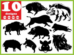 Boar svg file Wild boar digital Pig download silhouette vector decal for  cricut clipart bundle vinyl stickers images sign monogram eps dxf