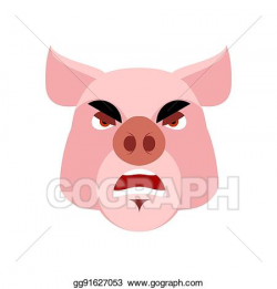 Vector Art - Angry pig. evil boar. grumpy hog. aggressive ...