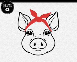 Bandana Pig SVG | Bandana Farm Animals SVG | Southern | Hog ...