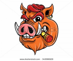 wild boar hog pig head character illustration logo icon ...
