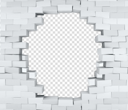 Wall Brick Poster, 3D Brick, white brick wall with hole ...