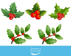 Holly clipart, mistletoe clipart, holly clip art, mistletoe clip art, holly  berries, Christmas clipart, holiday clipart, xmas clipart
