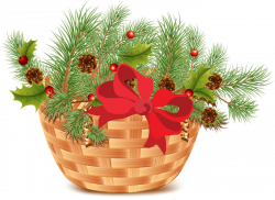 Christmas basket with pine and pine cones | Clip Art Holiday ...