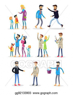 Vector Art - People spending holidays and celebrating new ...