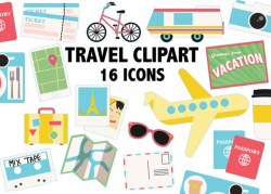 TRAVEL CLIPART - Printable vacation adventure icons ...