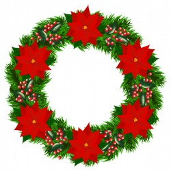 Christmas_Wreath_with_Poinsettia_PNG_Clipart_Image (598x600, 357Kb ...