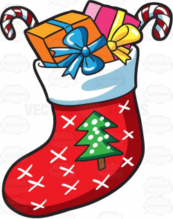 A Christmas sock with presents #cartoon #clipart #vector ...