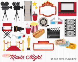 BUY 2 GET 1 FREE Movie Night Clipart - Movie Clipart - Movie Clip Art -  Film Cinema Clipart - Hollywood Clipart - Movie Theatre Clip Art