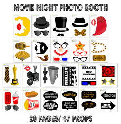 Printable Movie Night Photo Booth Props/ Hollywood Party ...