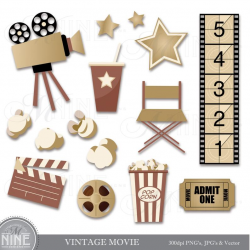 VINTAGE MOVIE Clip Art Digital Clipart, Instant Download, Cinema Theater  Hollywood Theme Clip Art Vector Art File Icons Graphics