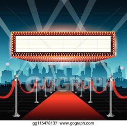 EPS Vector - Hollywood movie red carpet background and city ...