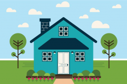 Geometric Modern House Clip Art | PNG SVG VECTOR Teal Blue Home Front Yard  Simple Landscape Digital Illustration Personal or Commercial Use