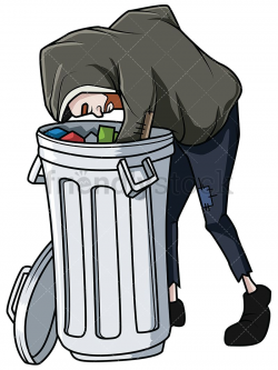 Homeless Man Looking For Food In Trash Vector Cartoon Clipart ...