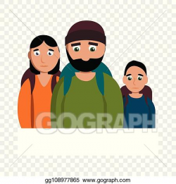 Vector Art - Sad homeless family icon, cartoon style ...