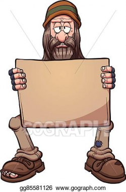 Vector Illustration - Homeless with sign. Stock Clip Art ...