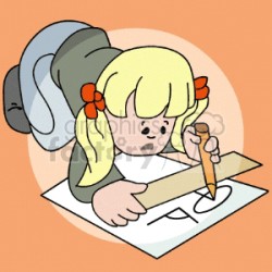 Girl studying hard clipart. Royalty-free clipart # 139589