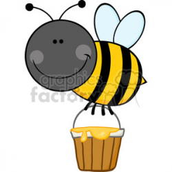 5604 Royalty Free Clip Art Smiling Bee Flying With A Honey Bucket clipart.  Royalty-free clipart # 388715