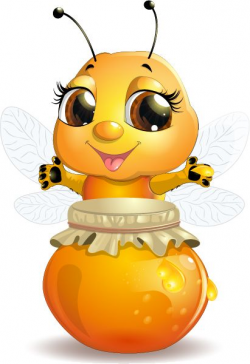 Cute bee with honey Jar vector 01 | BEES CLIP ART | Cartoon ...