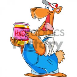 cartoon bear with a jar of honey clipart. Royalty-free clipart # 404180