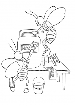 Kids Printable - Honey Bees Coloring Page - The Graphics Fairy