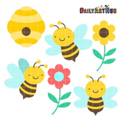 Cute Honey Bees Clip Art - Great for Art Class Projects!