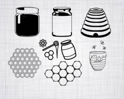Honey SVG Bundle, Honey SVG, Honey Clipart, Honey Cut Files For Silhouette,  Files for Cricut, Vector, Honeycomb Svg, Dxf, Png, Eps, Design