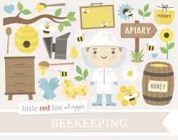 Beekeeping Clipart, Honey Clip Art, Beehive Clipart, Honey ...