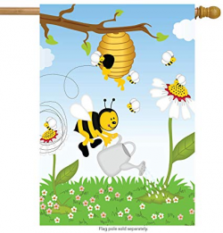 ShineSnow Cartoon Funny Cute Bees Fly Honey House Flag 28