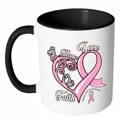 Heart Hope Love Faith Breast Cancer Awareness Pink Ribbon 7Colors ...
