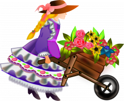 wheelbarrow with flowers by @gurica, A girl pushes a ...